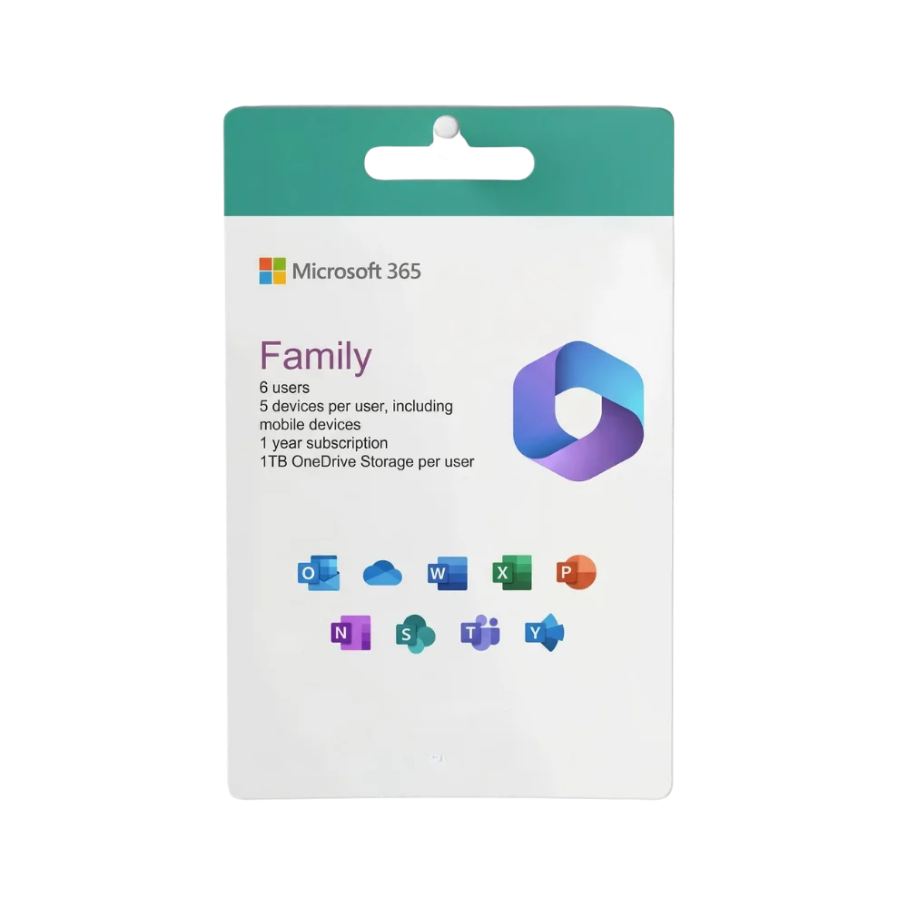Microsoft 365 Family — 1-Year Digital Subscription | Up to 6 Users | PC/Mac